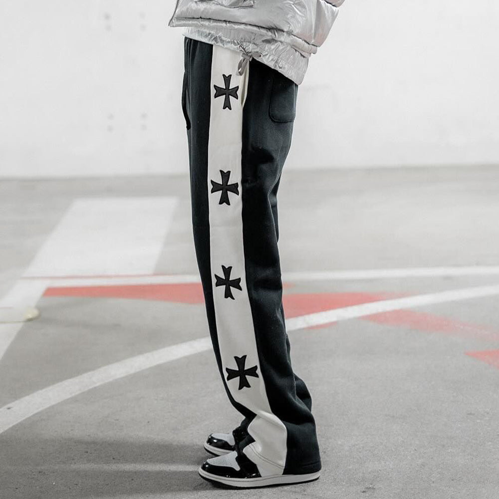 Cross Contrast Flared Pants