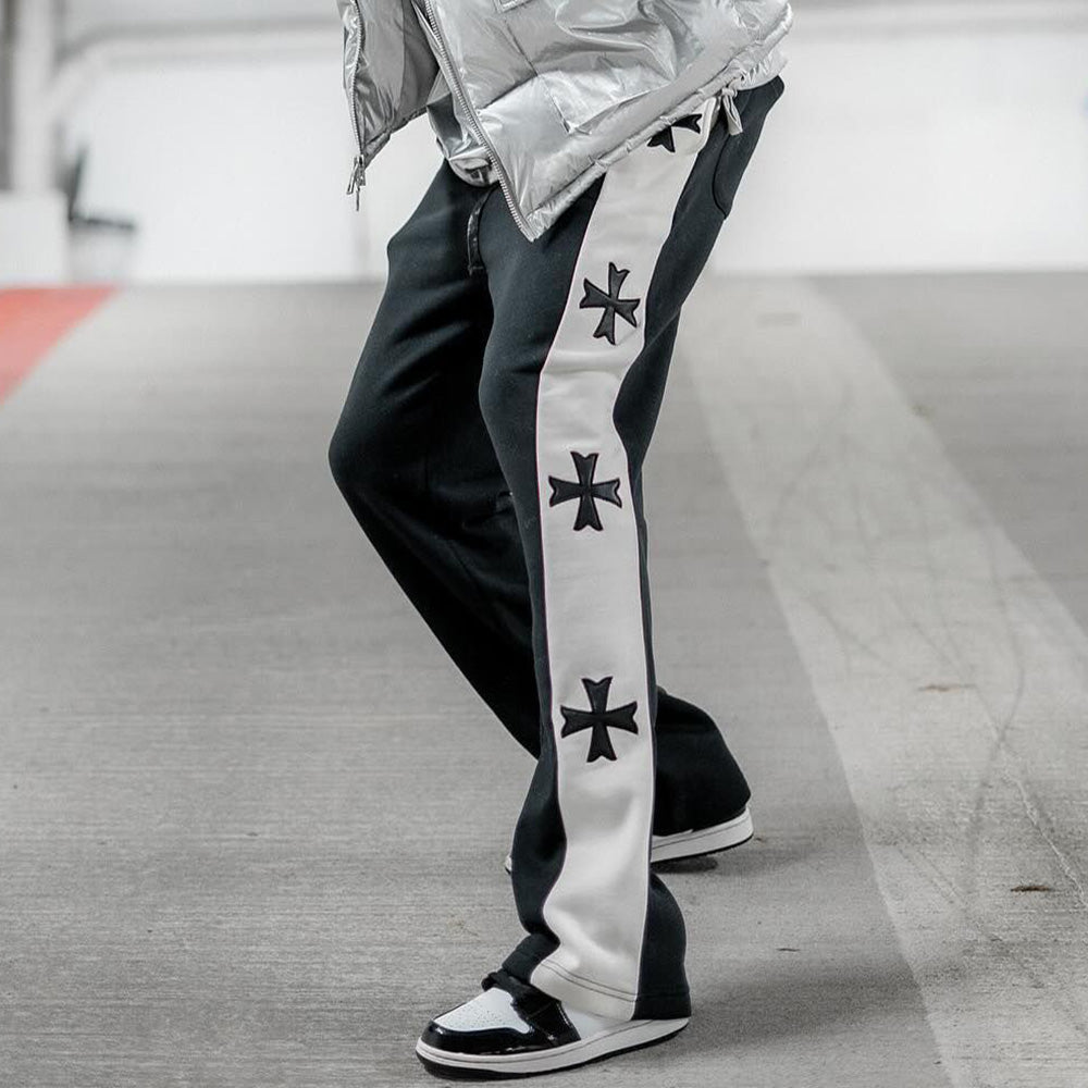 Cross Contrast Flared Pants