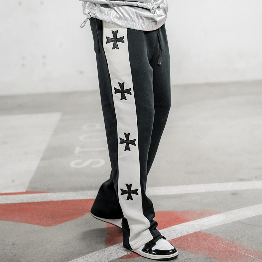 Cross Contrast Flared Pants